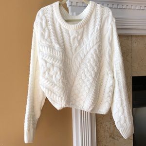 SHEIN premium asymmetric white knit sweater